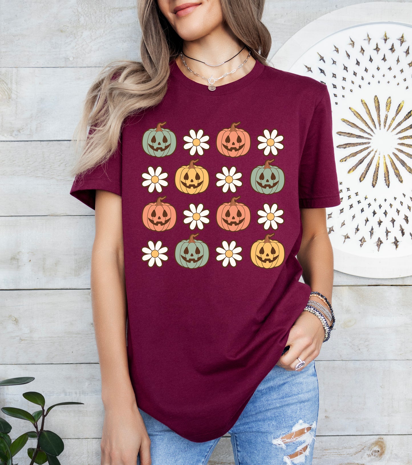Pumpkins and Daisies Halloween Shirt