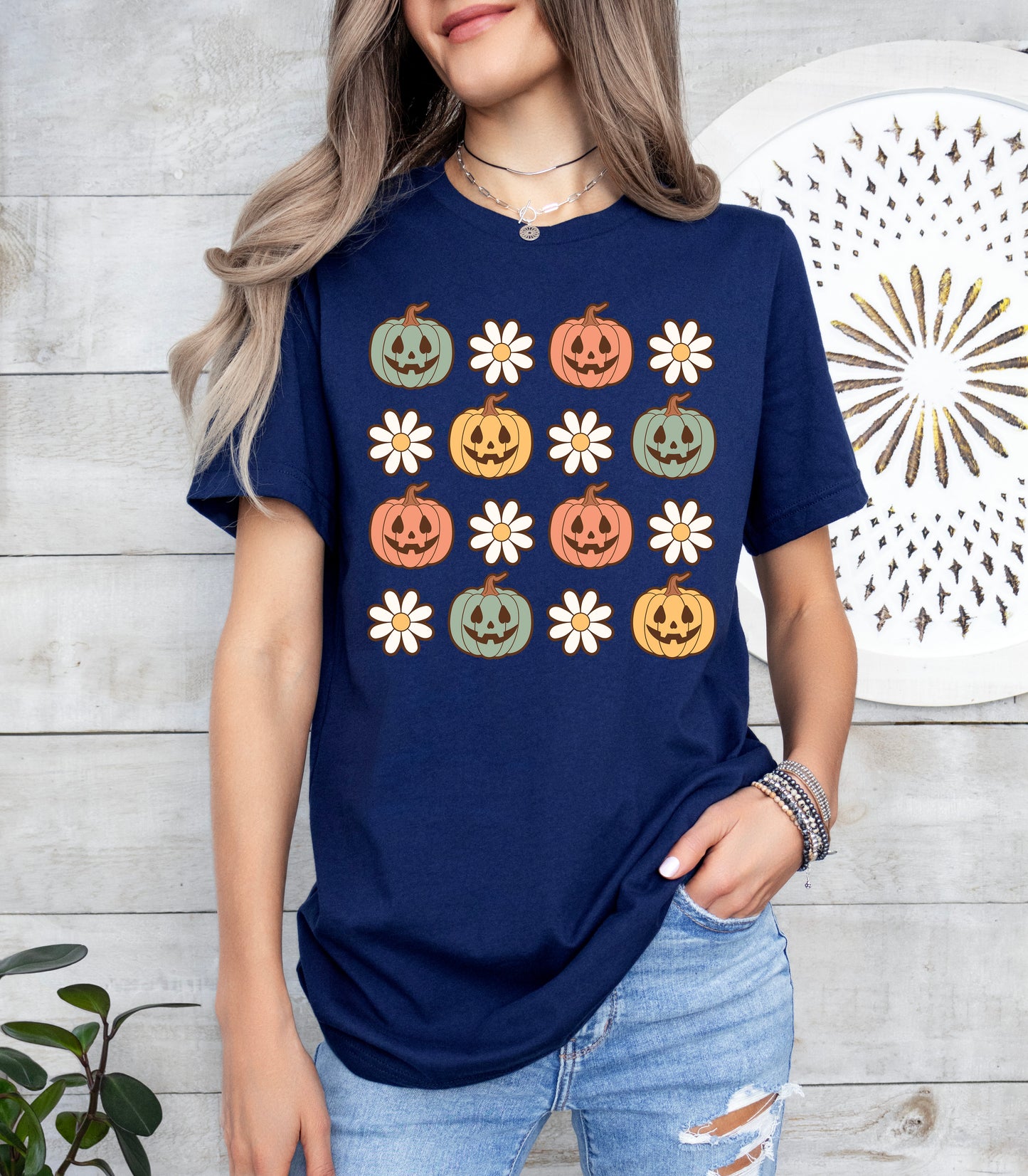Pumpkins and Daisies Halloween Shirt