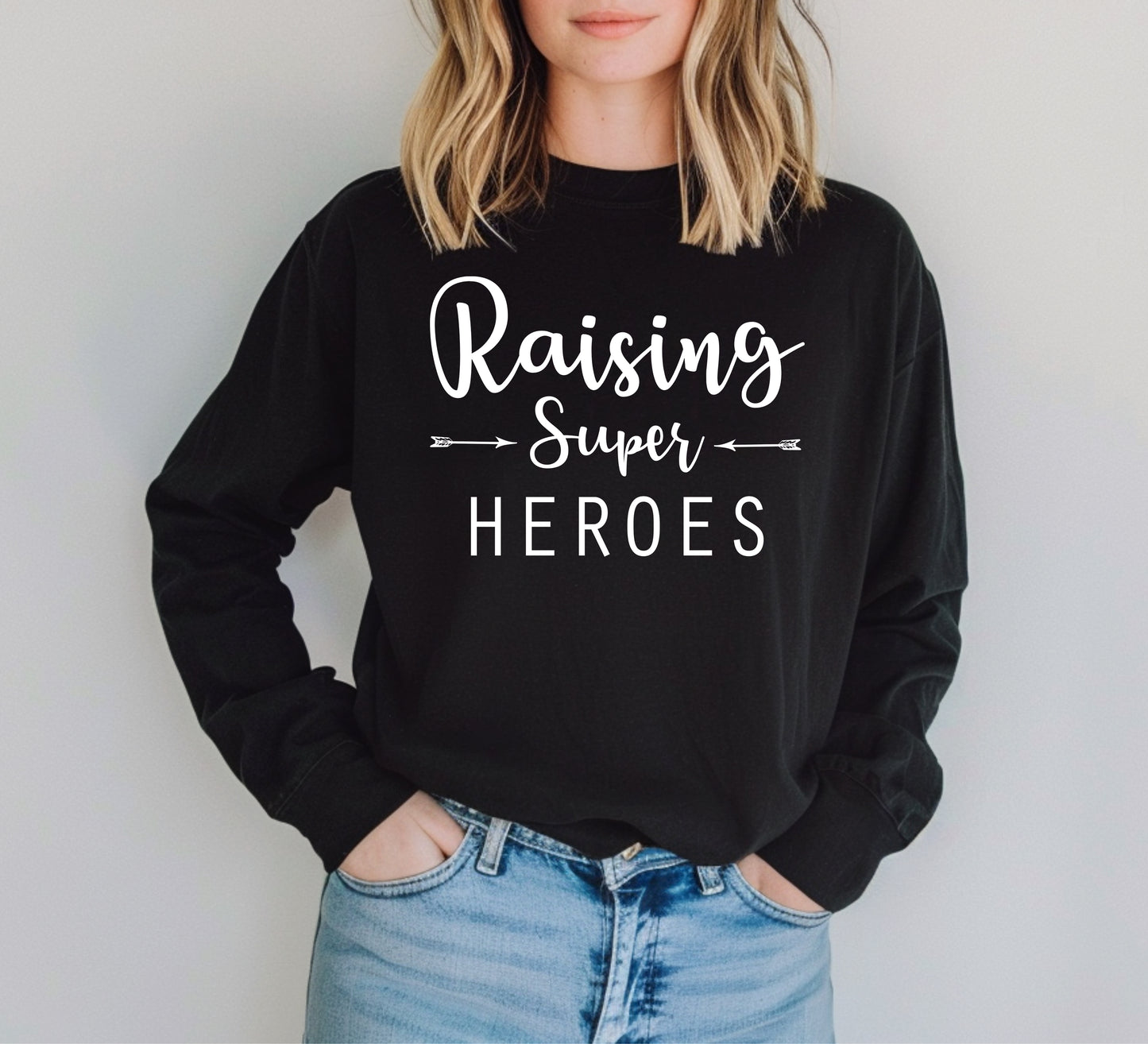 Raising Super Heroes Shirt Long Sleeve | Long Sleeve Mom Shirt