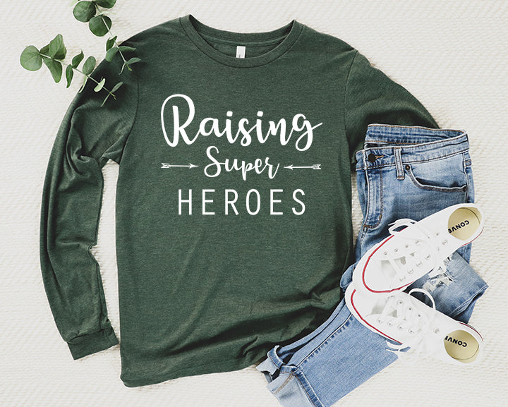 Raising Super Heroes Shirt Long Sleeve | Long Sleeve Mom Shirt