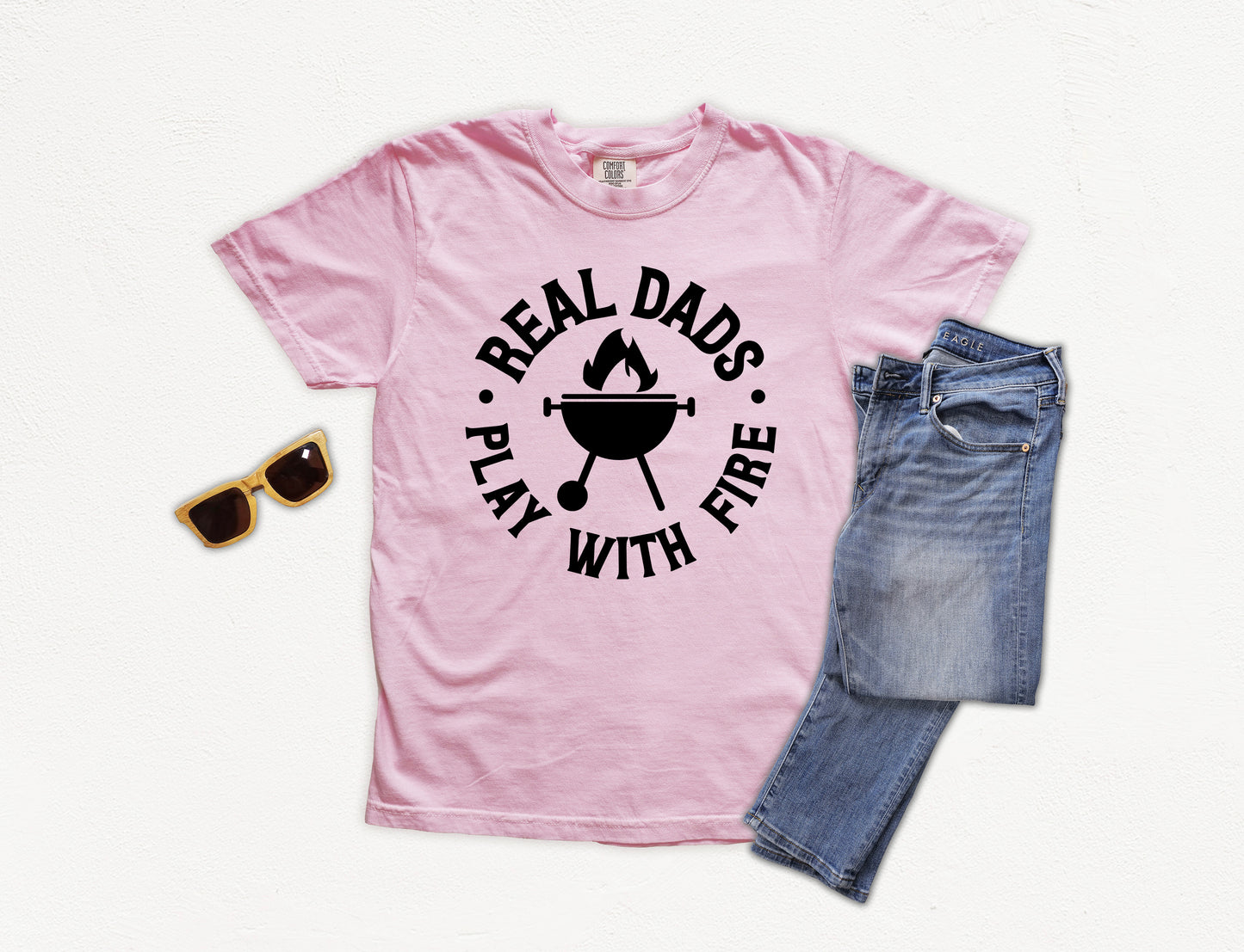 Real Dads Play With Fire Shirt | Comfort Colors Vintage Style Dad Shirt