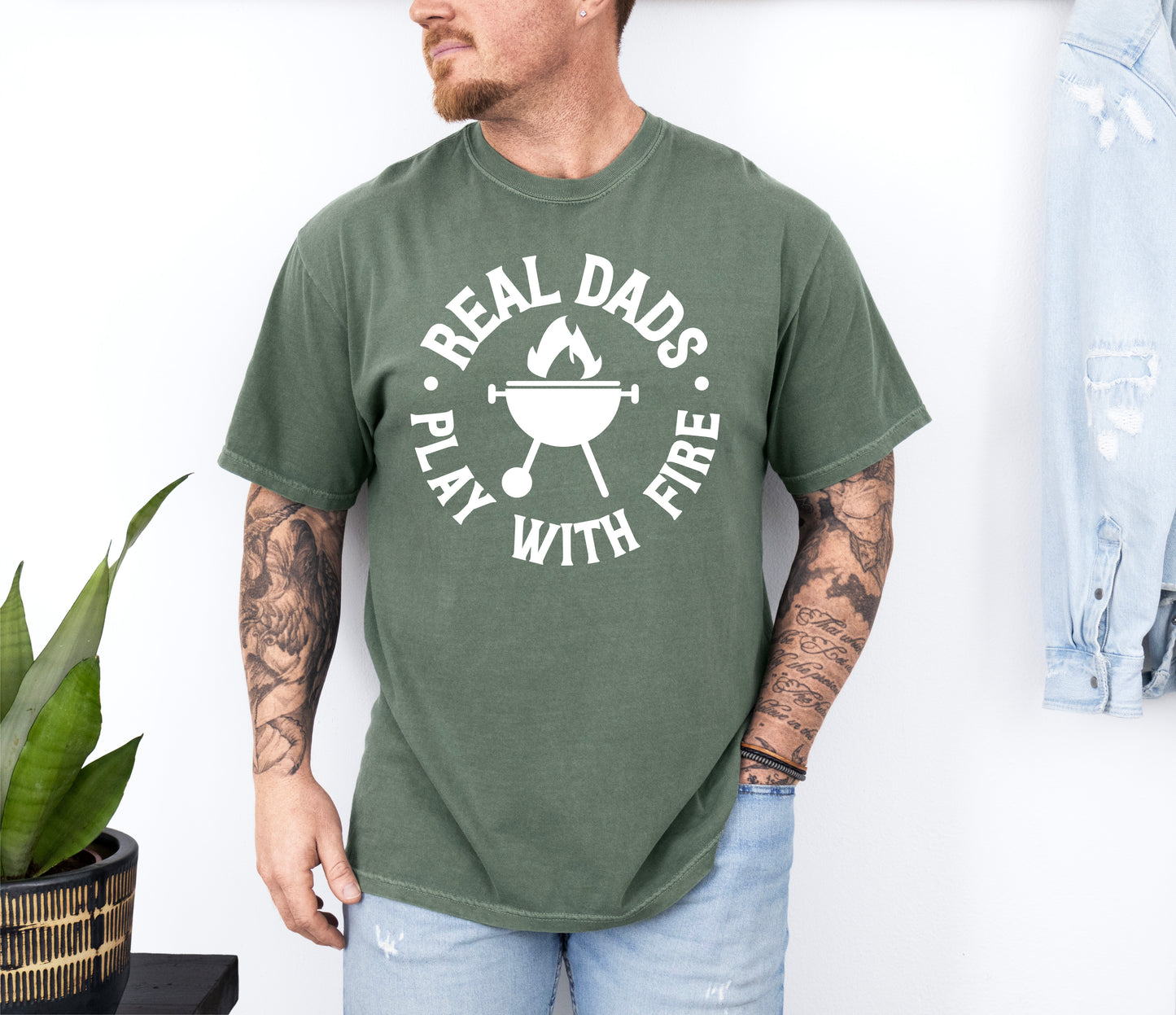 Real Dads Play With Fire Shirt | Comfort Colors Vintage Style Dad Shirt