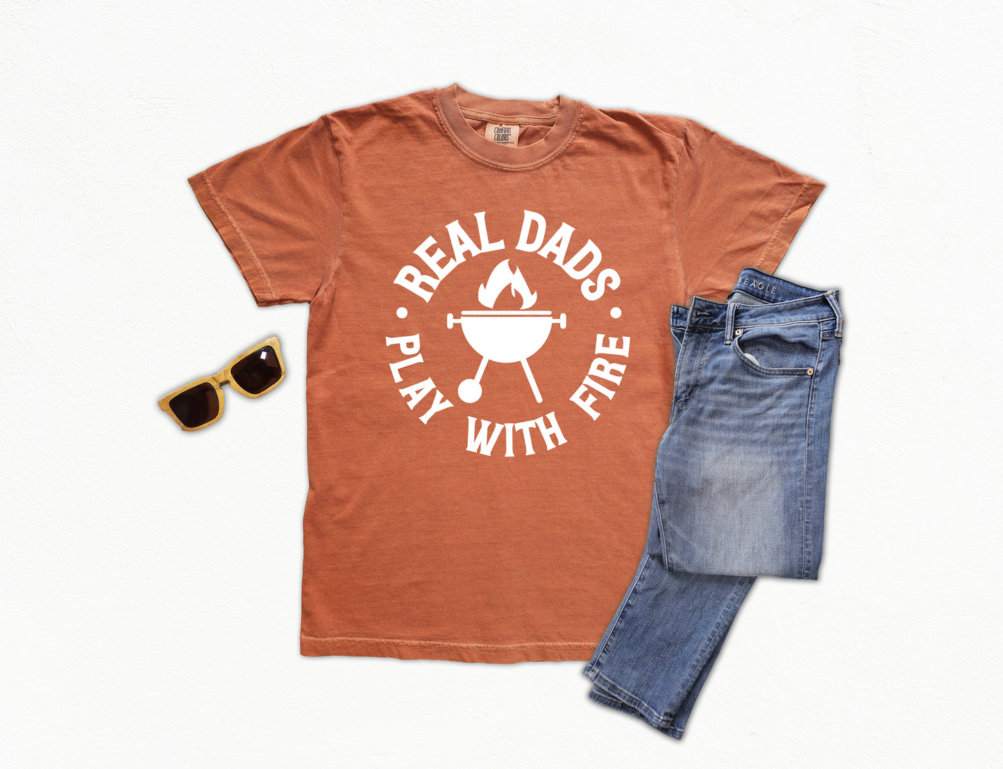Real Dads Play With Fire Shirt | Comfort Colors Vintage Style Dad Shirt
