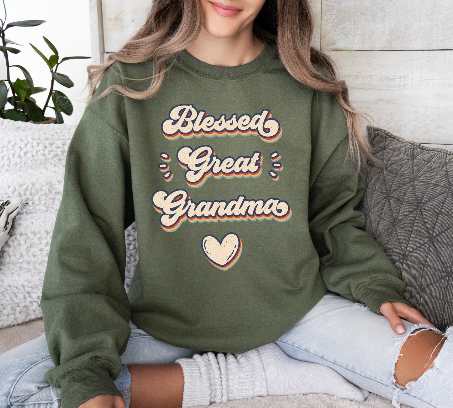 Retro Blessed Great Grandma Sweatshirt