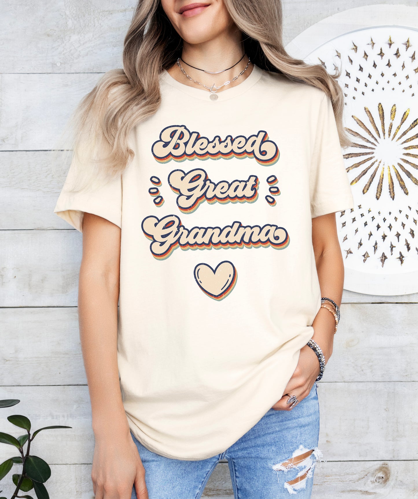 Retro Blessed Great Grandma Shirt | Light Garment