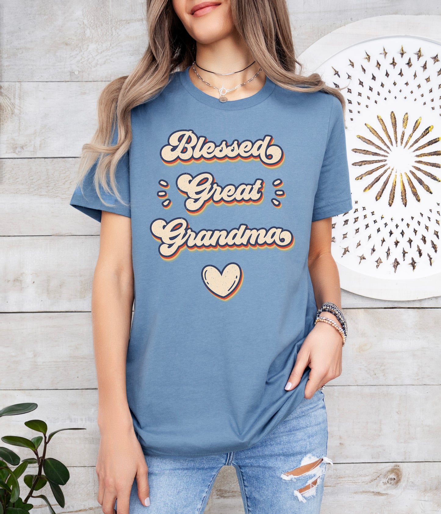 Retro Blessed Great Grandma Shirt | Light Garment