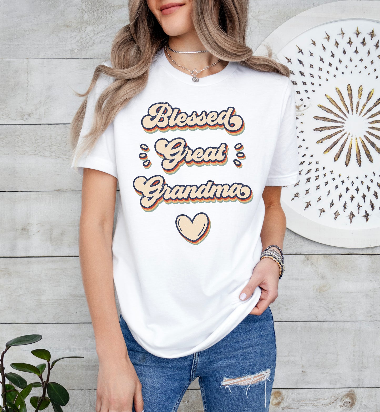 Retro Blessed Great Grandma Shirt | Light Garment