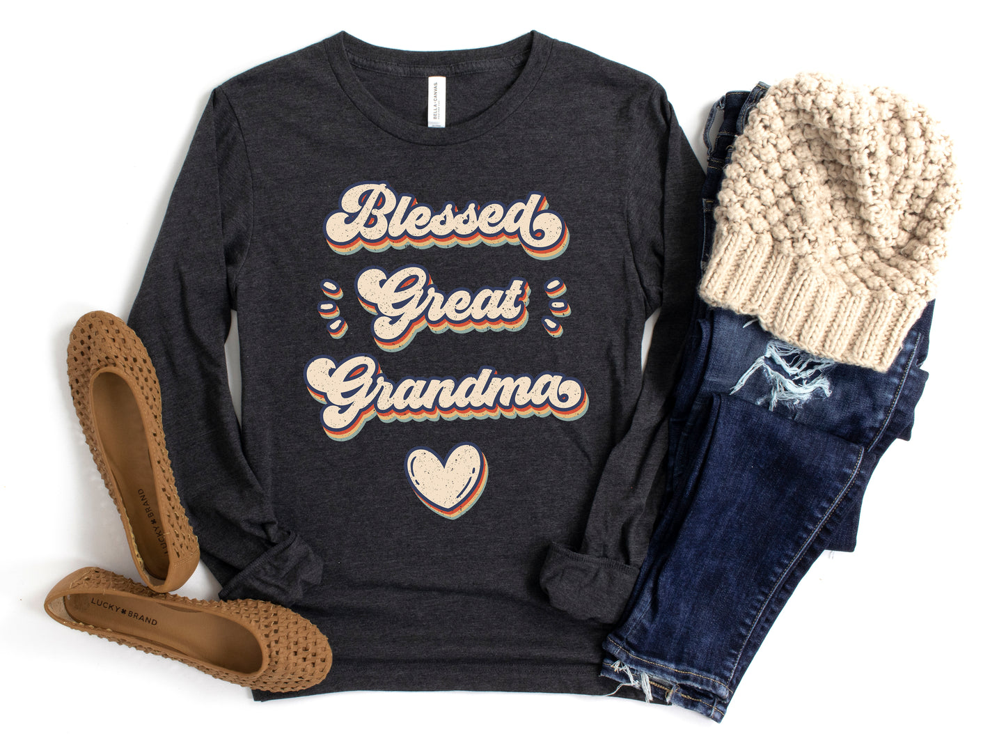 Retro Blessed Great Grandma Shirt Long Sleeve | Long Sleeve Great Grandma Shirt