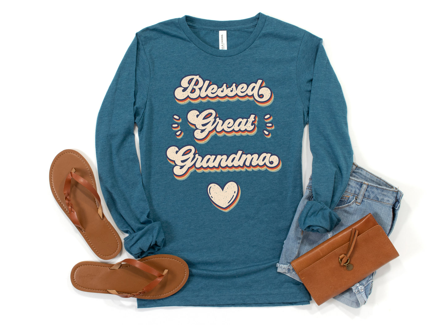 Retro Blessed Great Grandma Shirt Long Sleeve | Long Sleeve Great Grandma Shirt