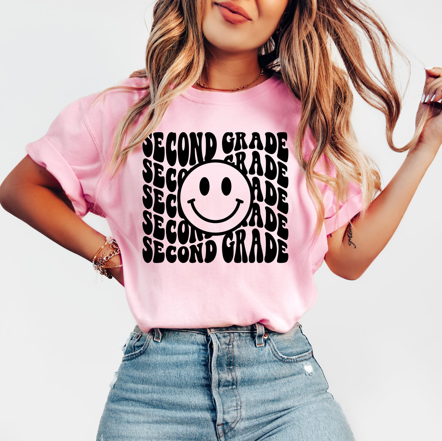 Retro Wave Second Grade Teacher Shirt | Comfort Colors Vintage Style Teacher Shirt
