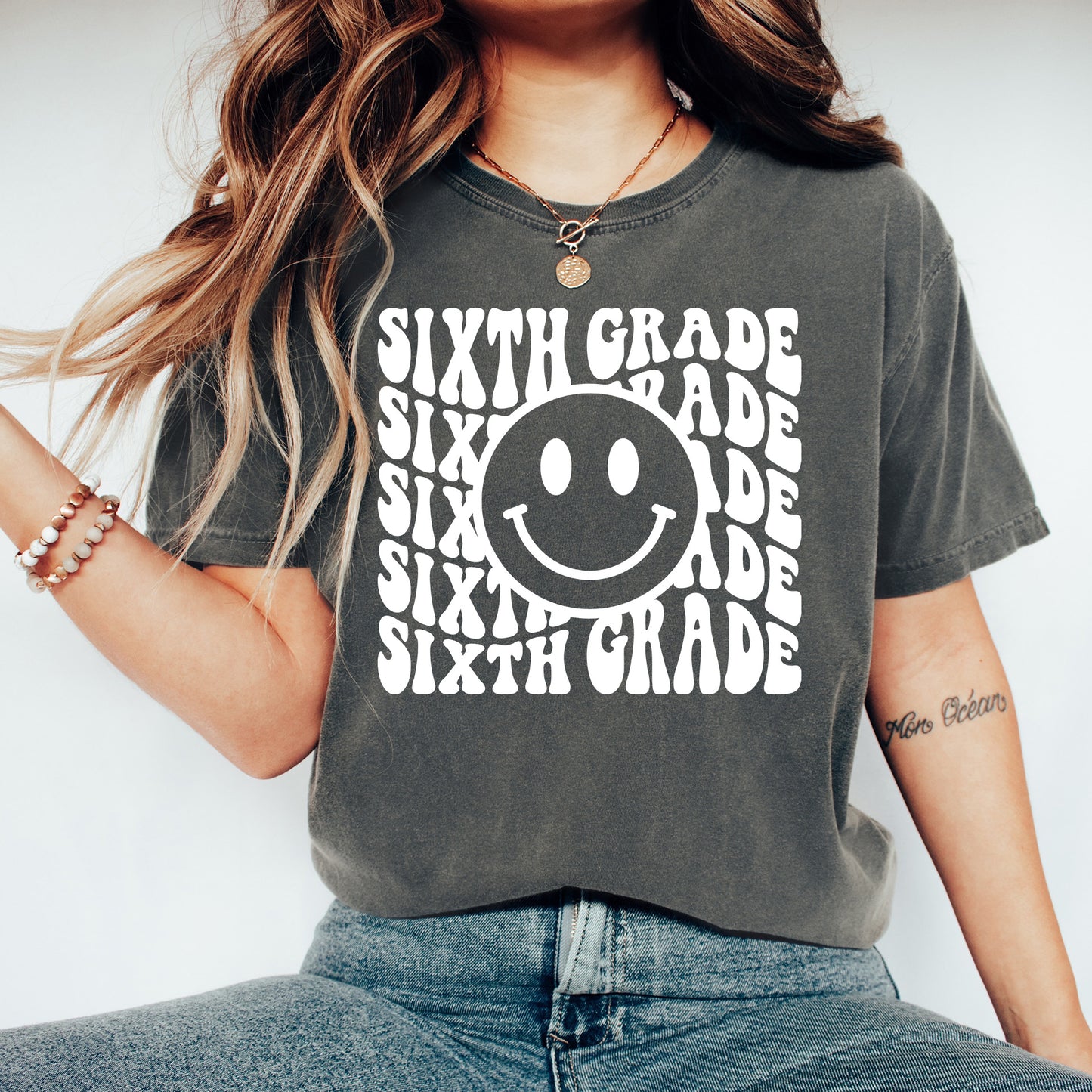 Retro Wave Sixth Grade Teacher Shirt | Comfort Colors Vintage Style Teacher Shirt