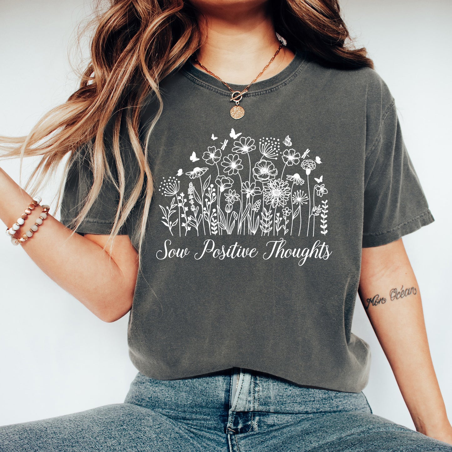 Sow Positive Thoughts Shirt | Comfort Colors Vintage Style Positive Vibes Shirt