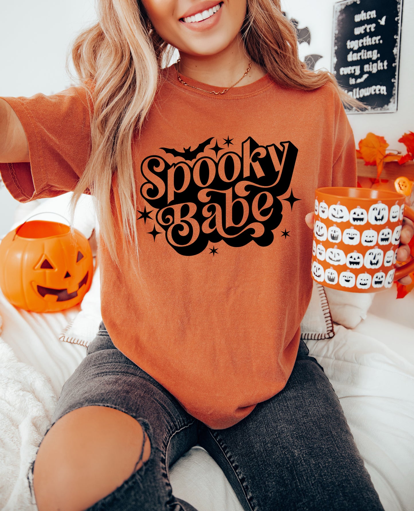 Spooky Babe Vintage Style Halloween Shirt