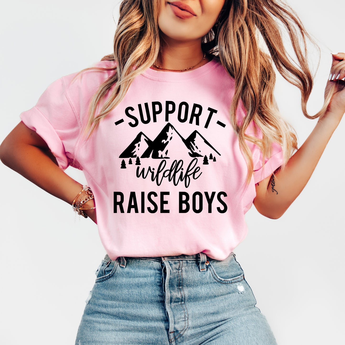 Support Wildlife Raise Boys Shirt | Comfort Colors Vintage Style Mom Shirt