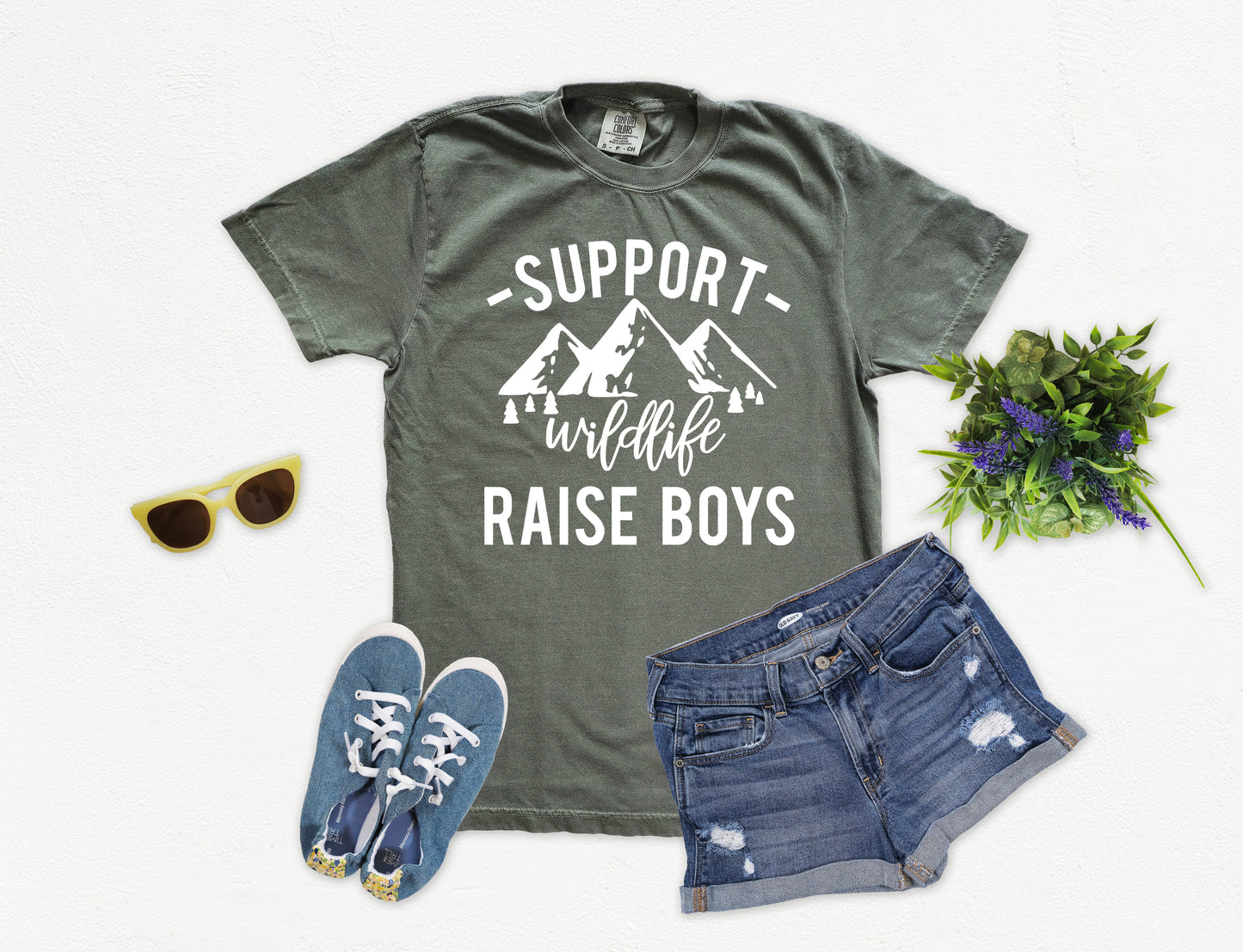 Support Wildlife Raise Boys Shirt | Comfort Colors Vintage Style Mom Shirt