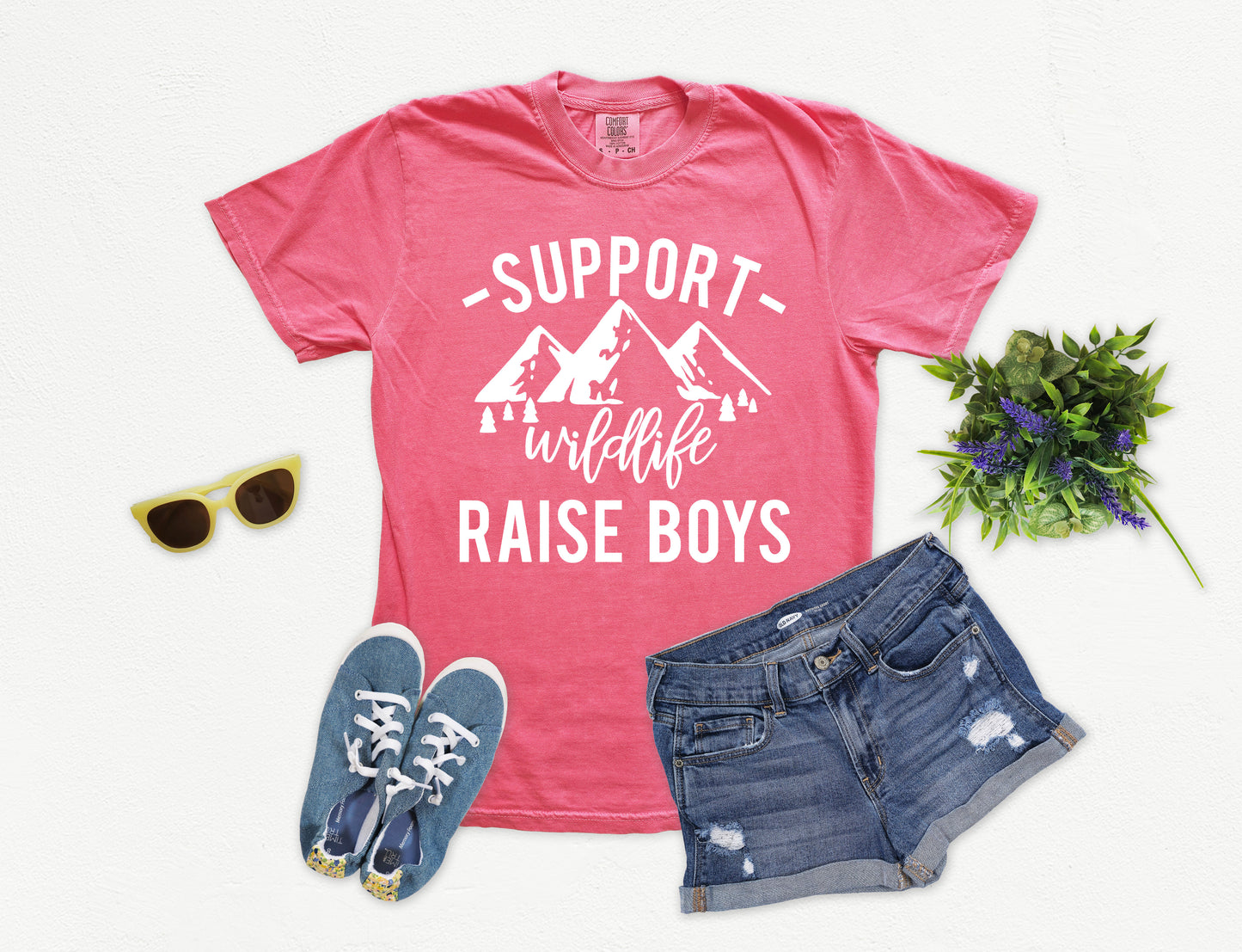 Support Wildlife Raise Boys Shirt | Comfort Colors Vintage Style Mom Shirt