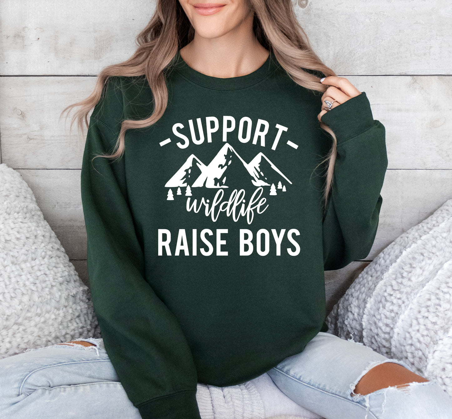 Support Wildlife Raise Boys Sweatshirt | Mom Sweatshirt