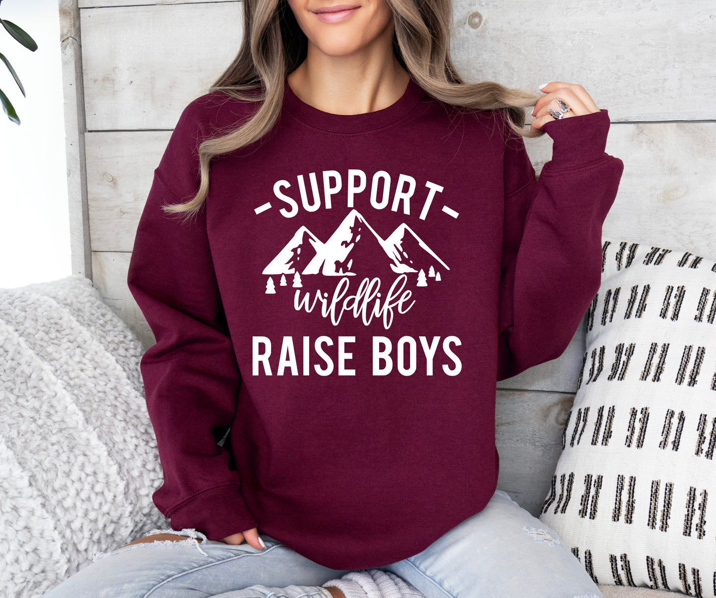 Support Wildlife Raise Boys Sweatshirt | Mom Sweatshirt