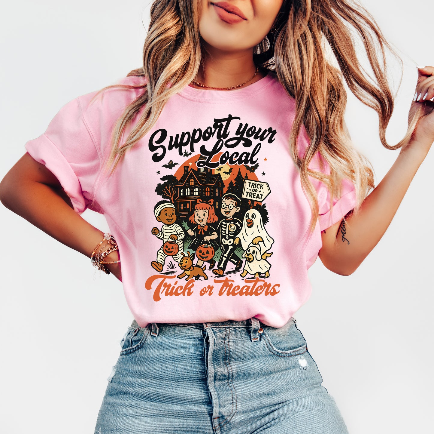 Support Your Local Trick or Treaters Vintage Style Halloween Shirt