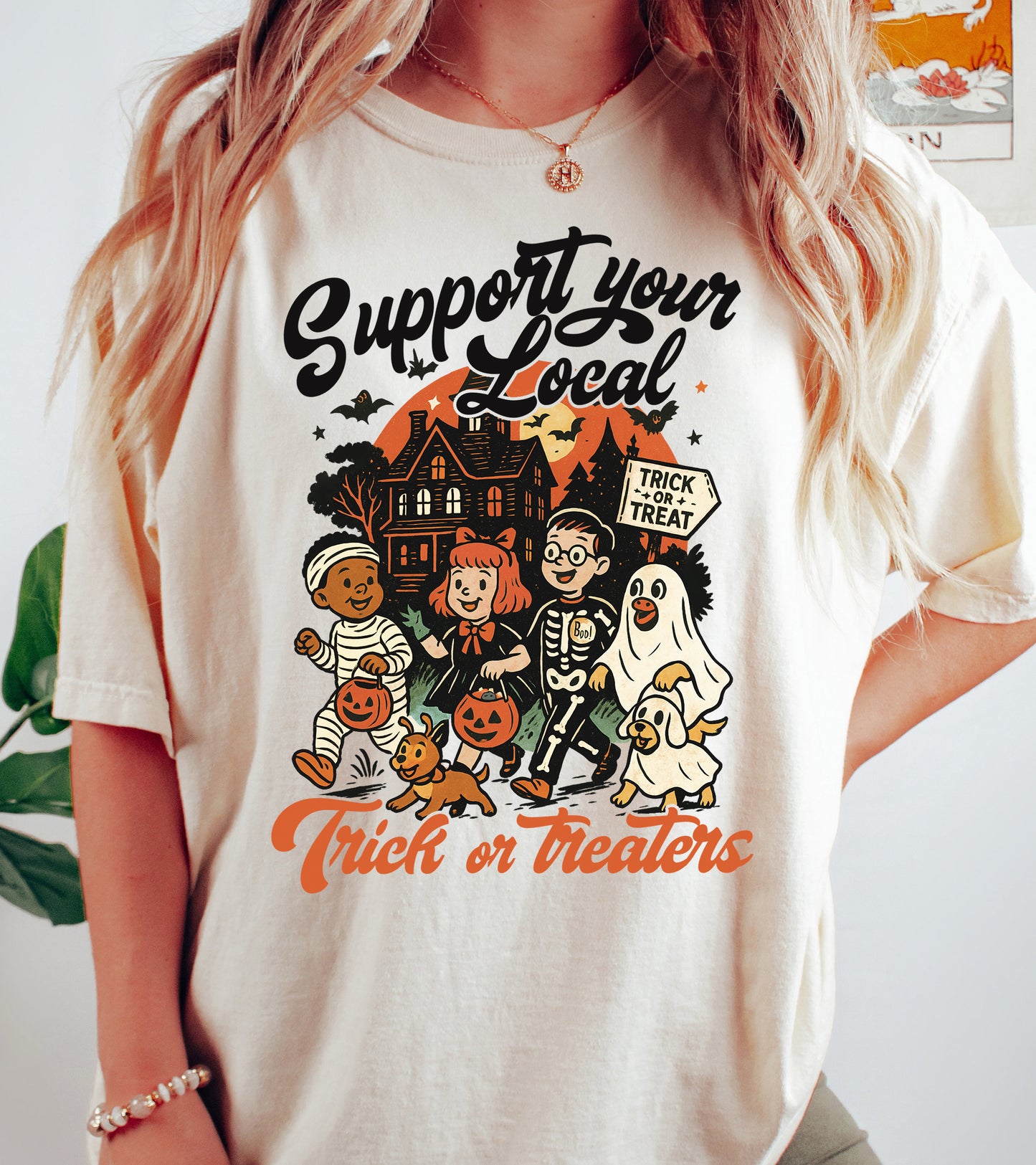Support Your Local Trick or Treaters Vintage Style Halloween Shirt