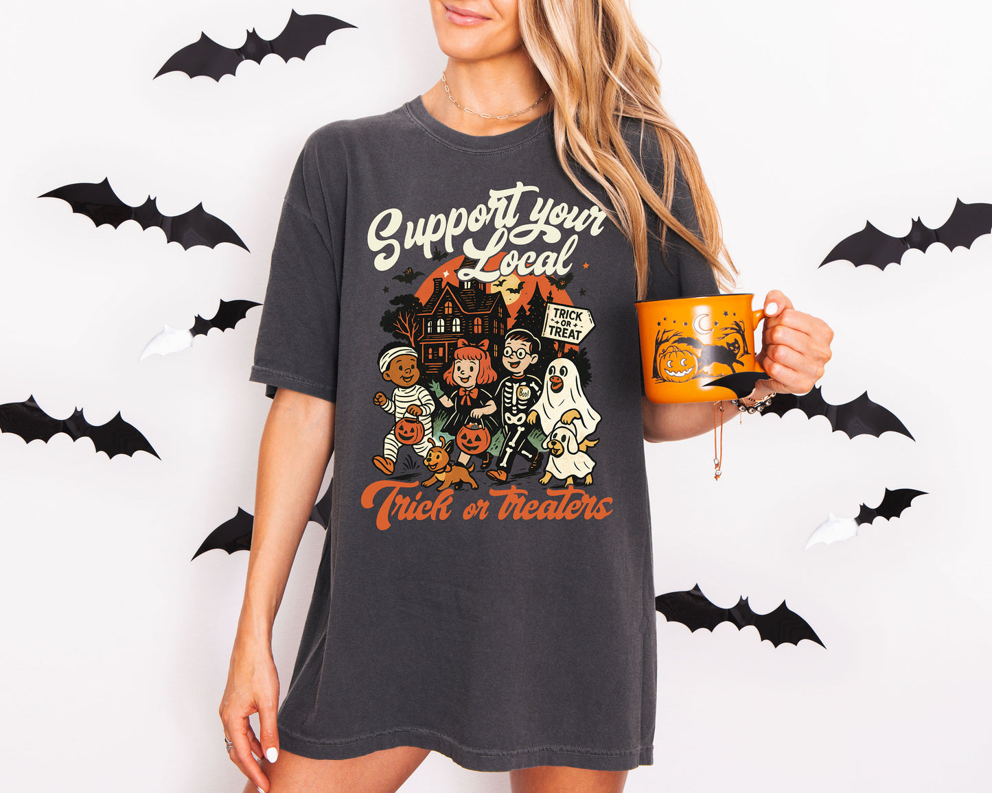 Support Your Local Trick or Treaters Vintage Style Halloween Shirt