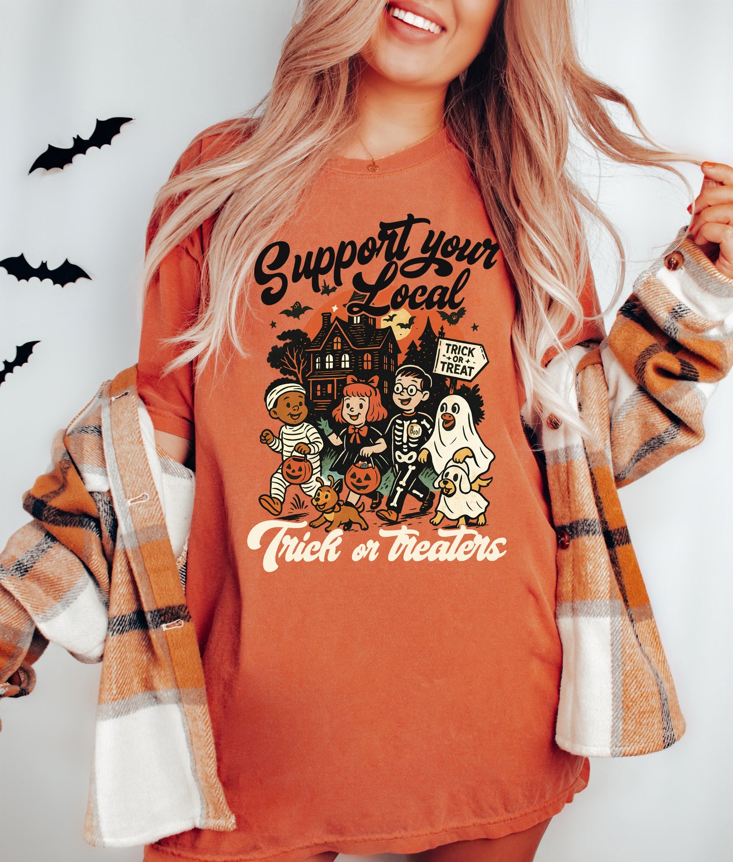Support Your Local Trick or Treaters Vintage Style Halloween Shirt