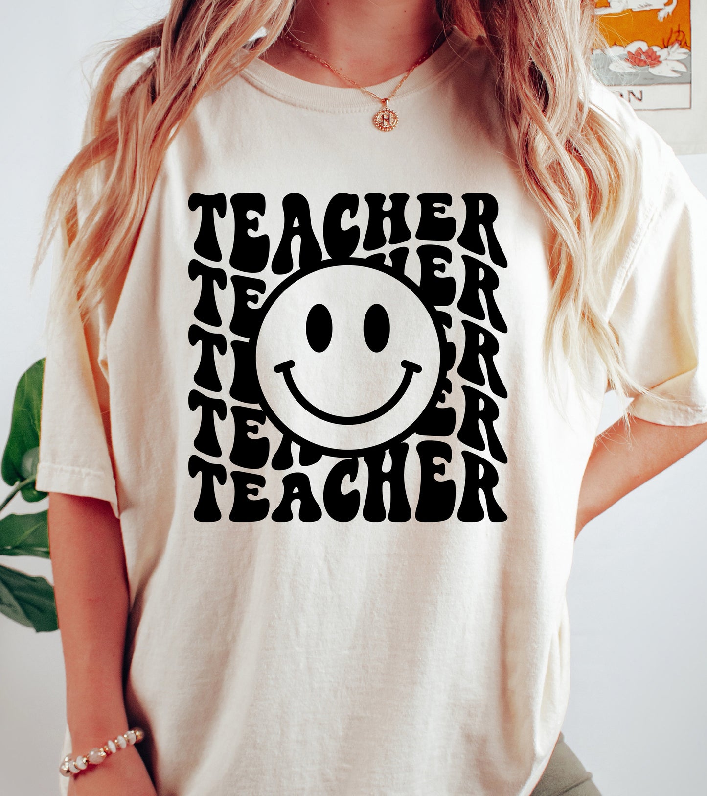 Retro Wave Teacher Shirt | Comfort Colors Vintage Style Teacher Shirt