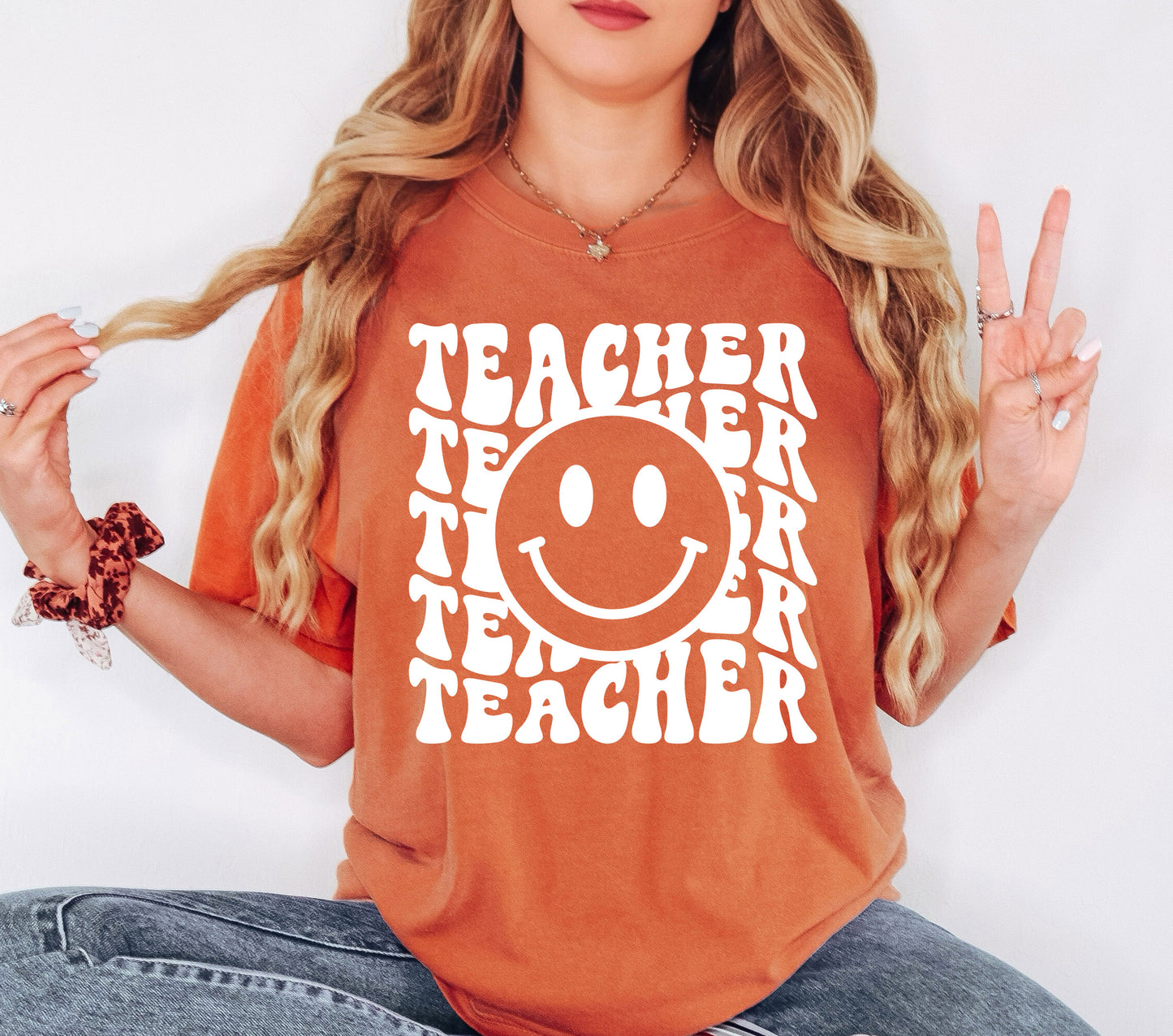 Retro Wave Teacher Shirt | Comfort Colors Vintage Style Teacher Shirt