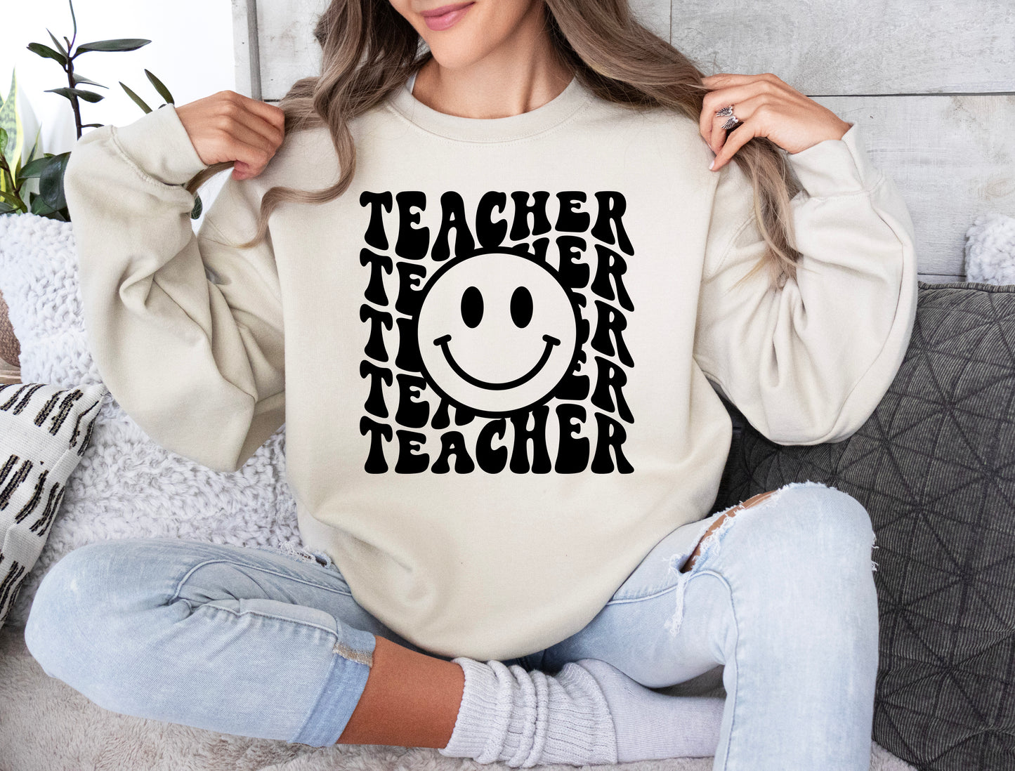 Retro Wave Teacher Sweatshirt