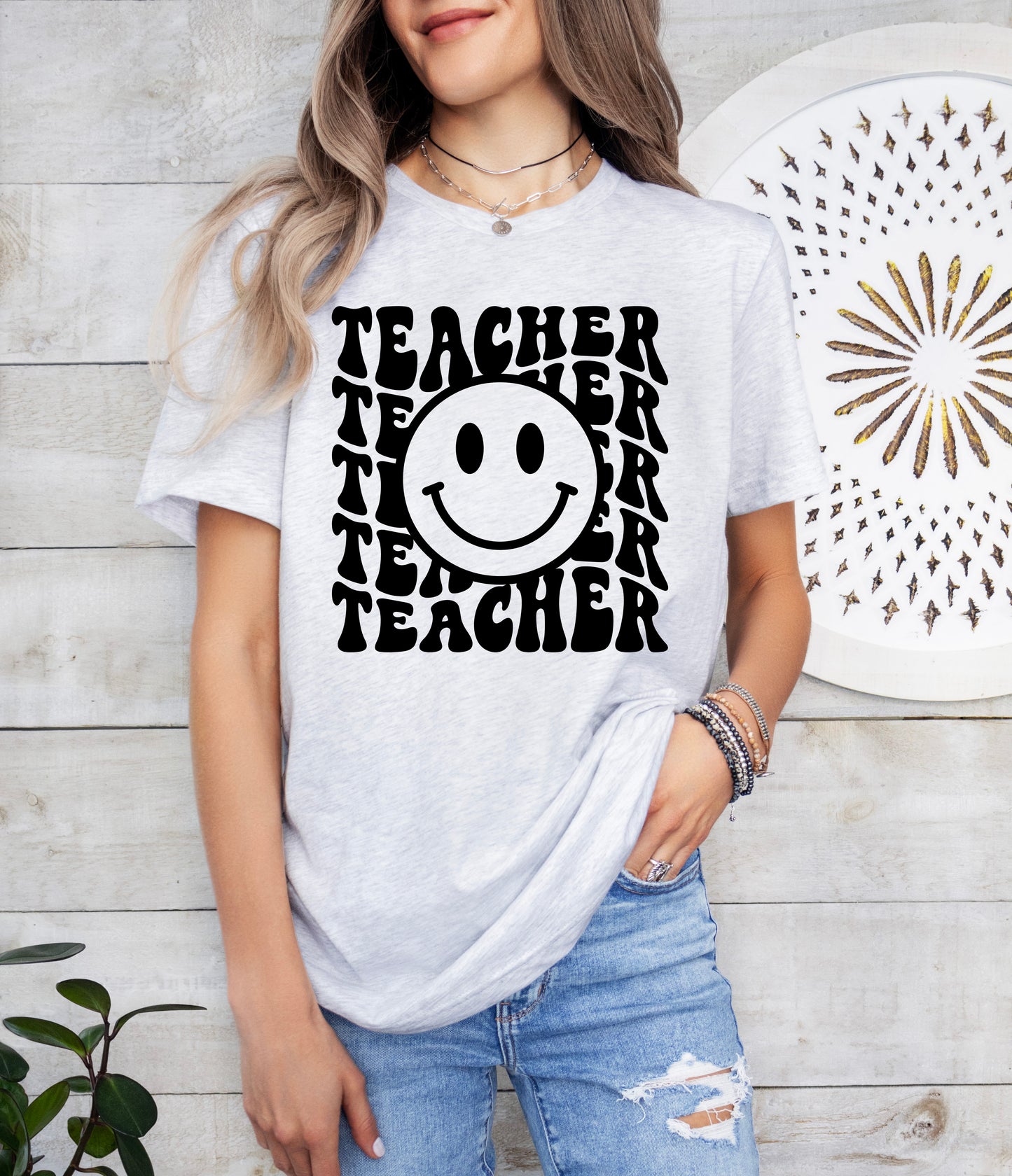 Retro Wave Teacher Shirt | Light Garment