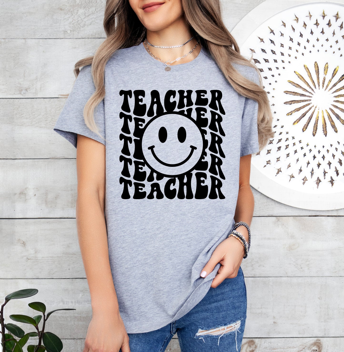 Retro Wave Teacher Shirt | Light Garment