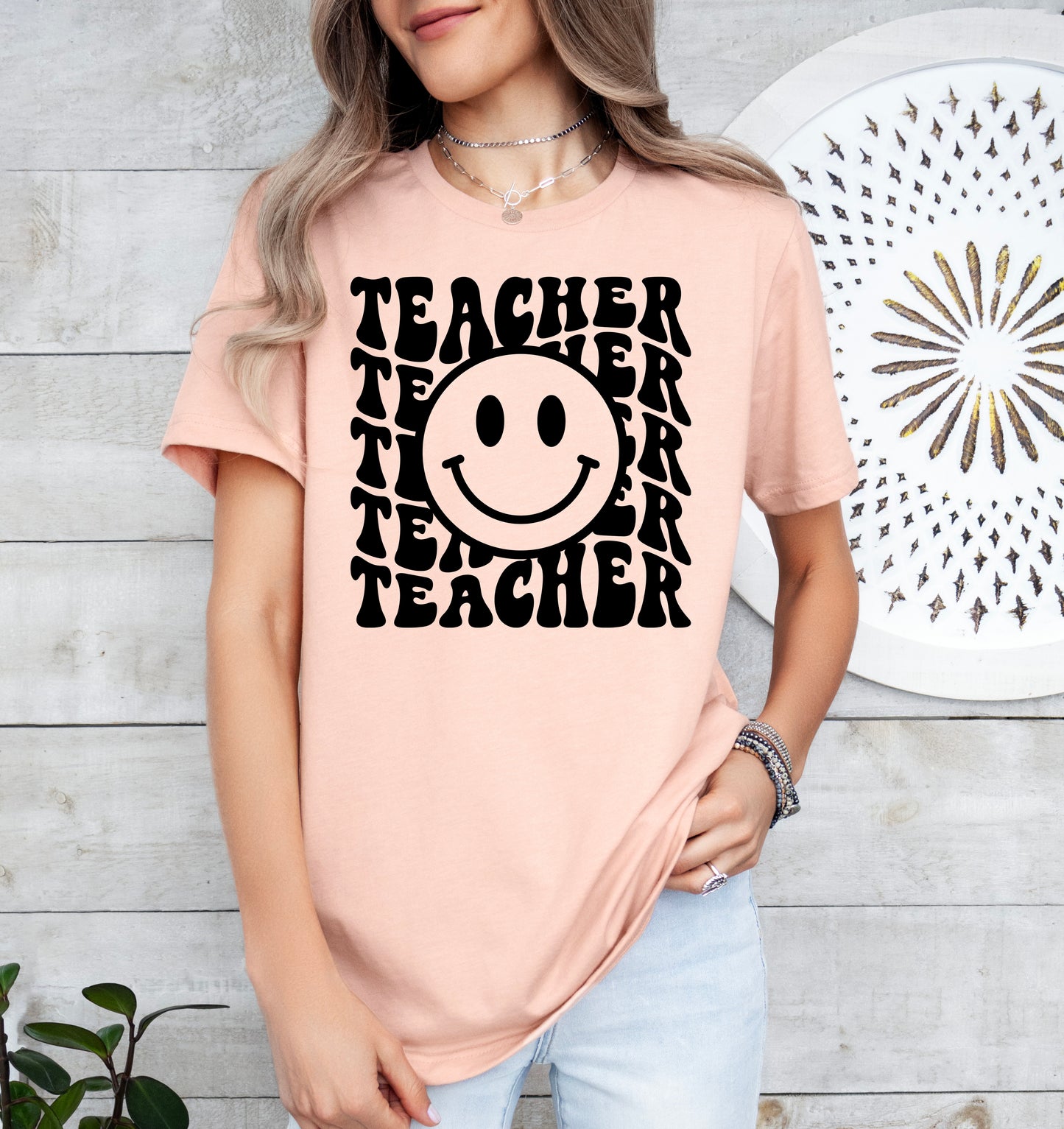 Retro Wave Teacher Shirt | Light Garment