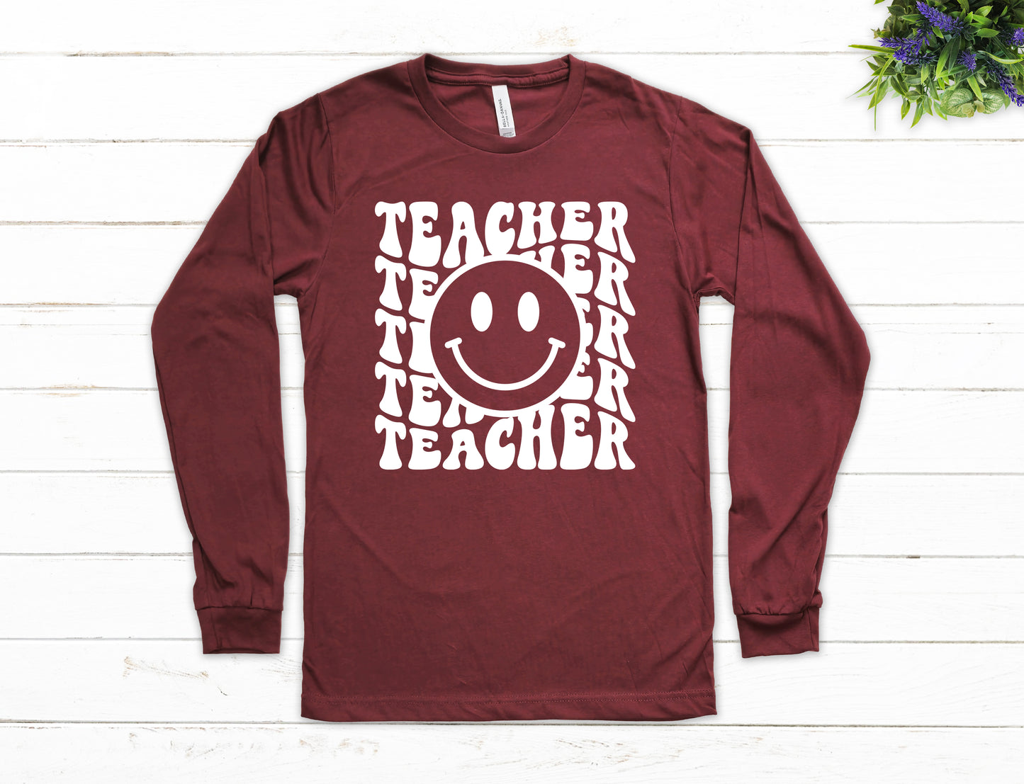 Retro Wave Teacher Shirt Long Sleeve | Long Sleeve Teacher Shirt