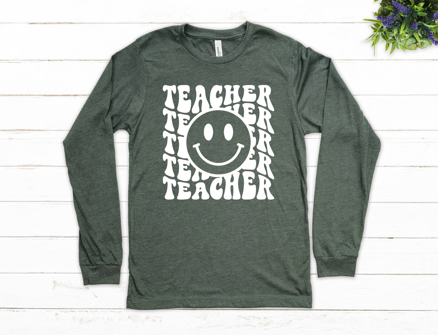 Retro Wave Teacher Shirt Long Sleeve | Long Sleeve Teacher Shirt