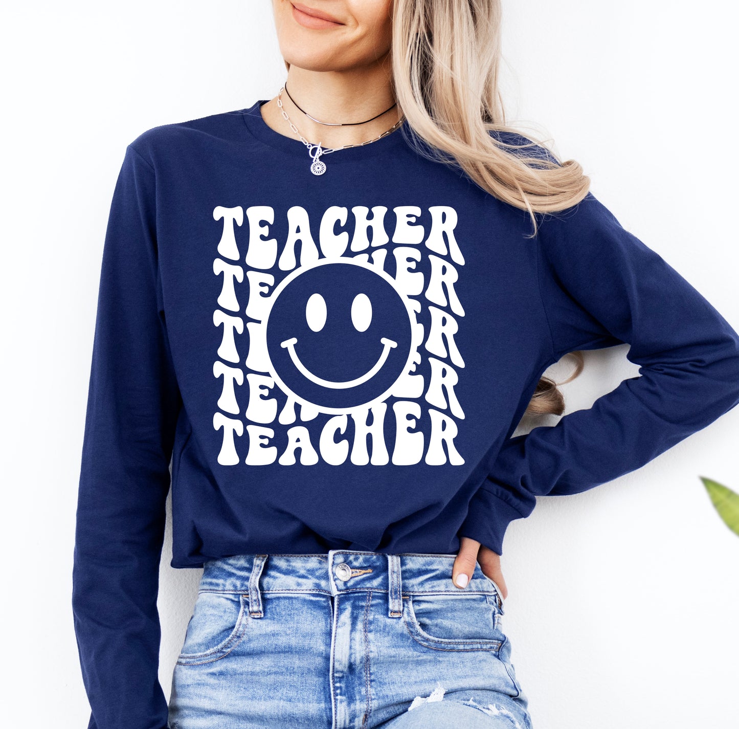 Retro Wave Teacher Shirt Long Sleeve | Long Sleeve Teacher Shirt