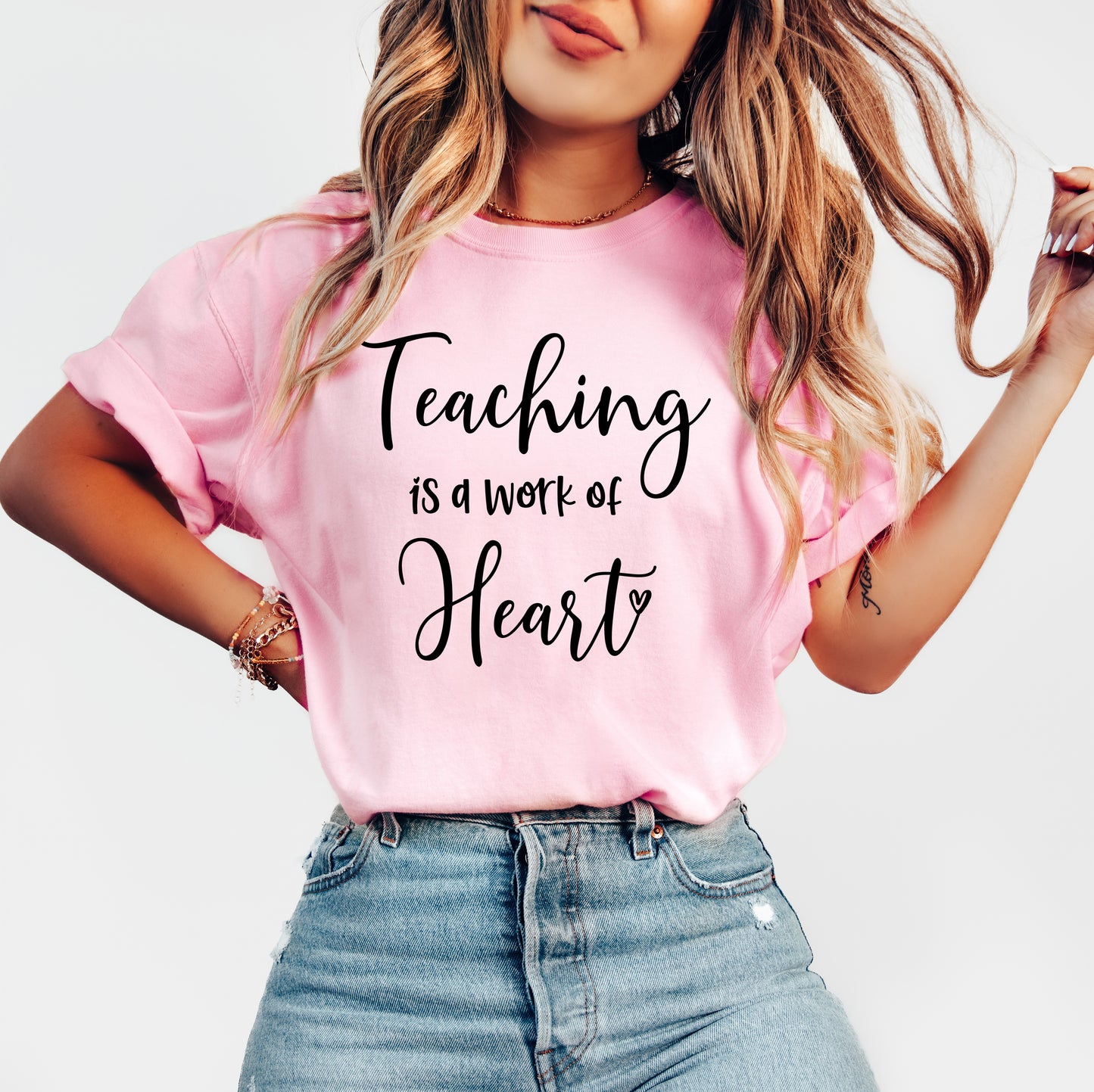 Teaching is a Work of Heart Shirt | Comfort Colors Vintage Style Teacher Shirt