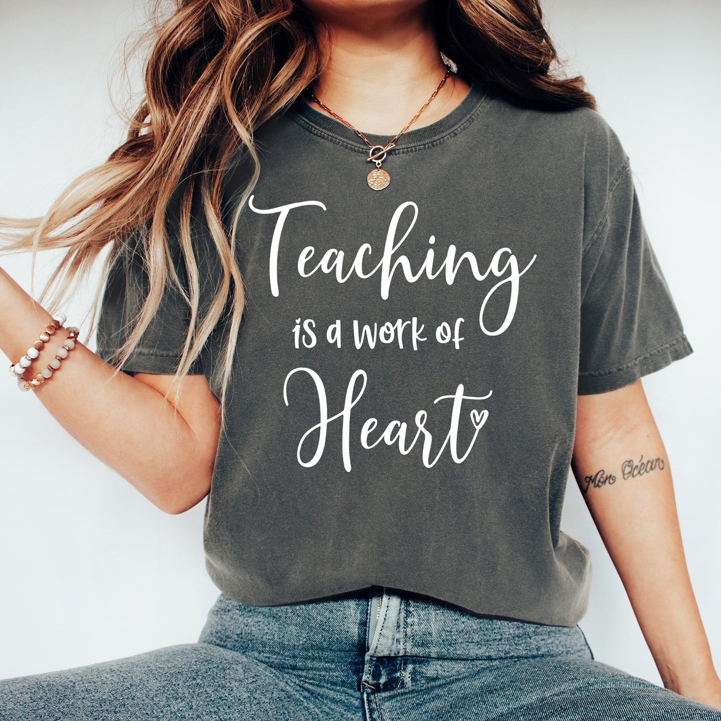 Teaching is a Work of Heart Shirt | Comfort Colors Vintage Style Teacher Shirt