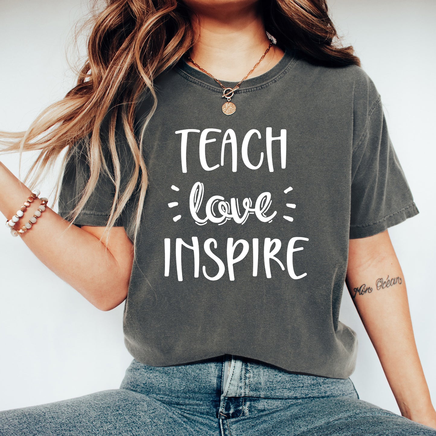 Teach Love Inspire Shirt | Comfort Colors Vintage Style Teacher Shirt