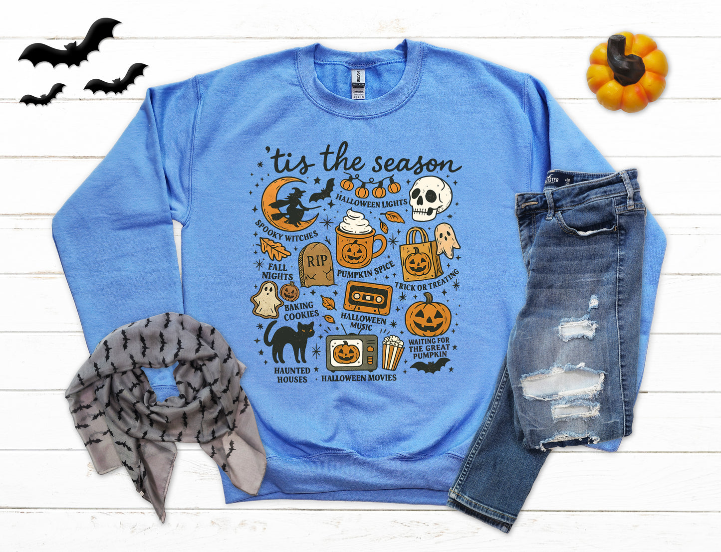 Tis The Season Vintage Style Graphic Halloween Sweatshirt