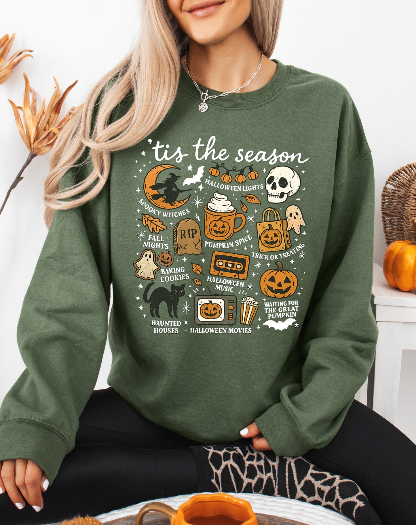 Tis The Season Vintage Style Graphic Halloween Sweatshirt