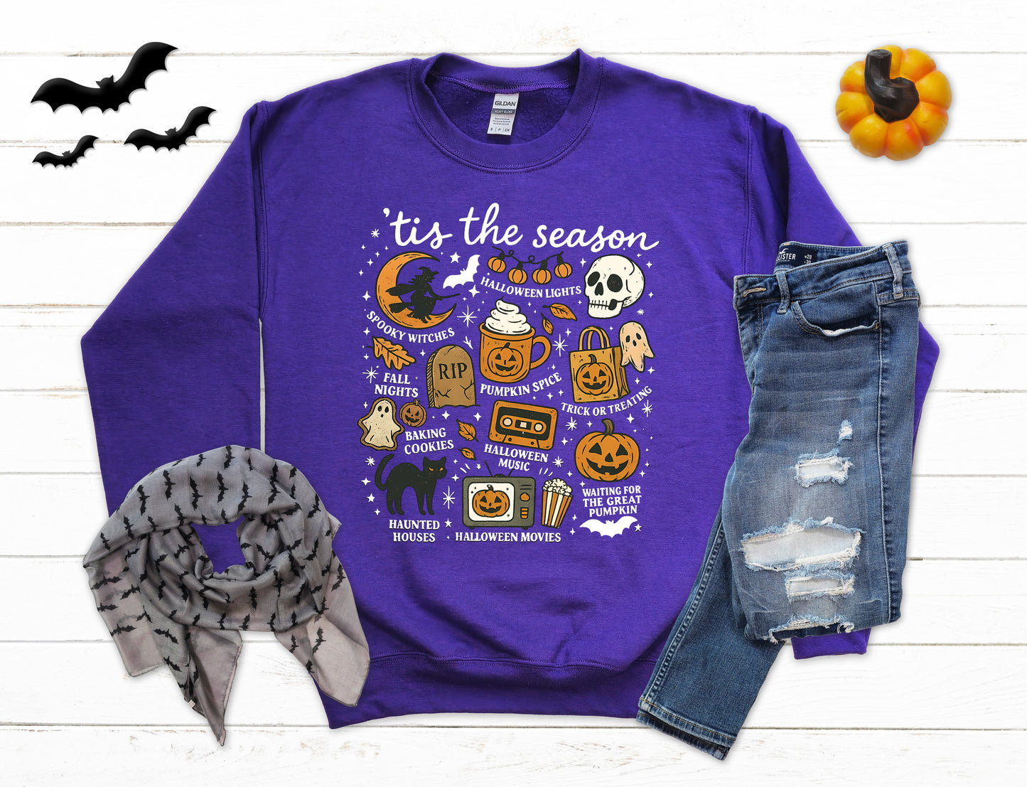 Tis The Season Vintage Style Graphic Halloween Sweatshirt