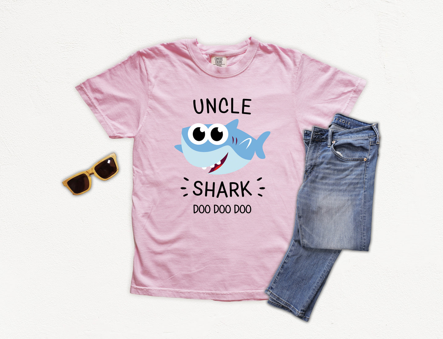 Uncle Shark Shirt | Comfort Colors Vintage Style Uncle Shirt