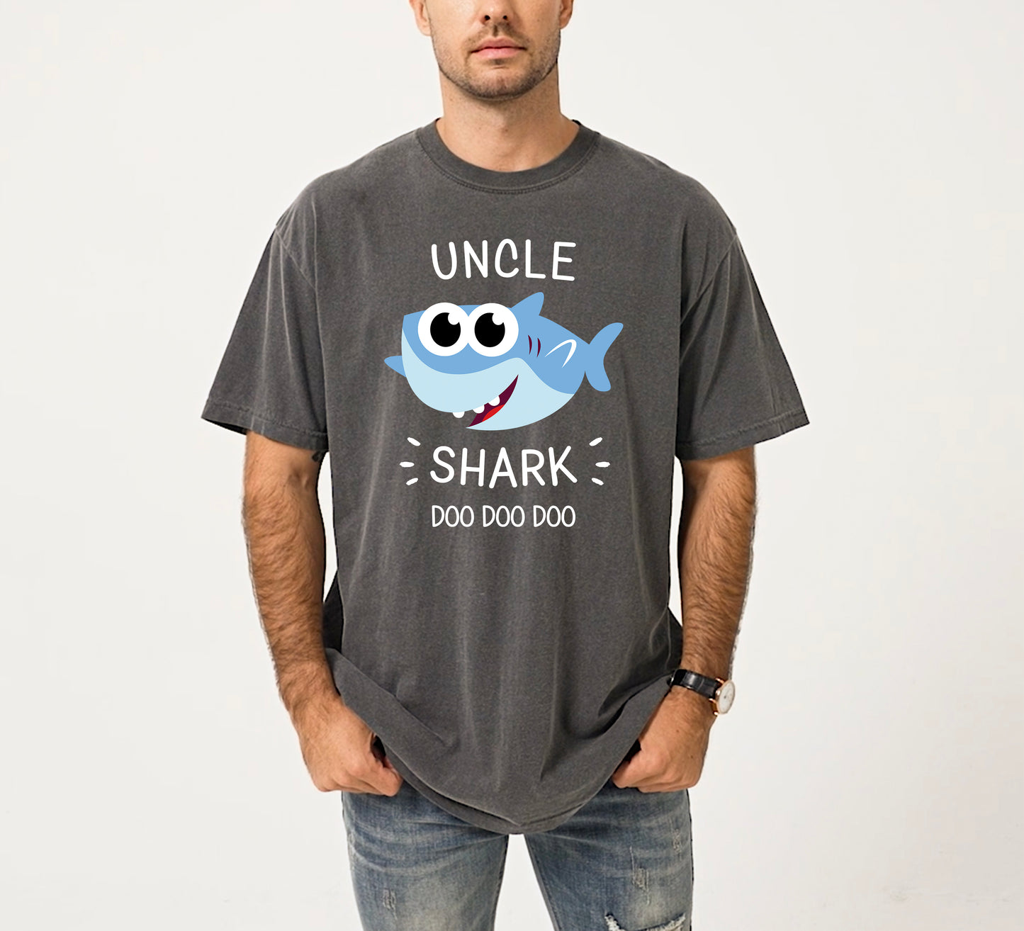 Uncle Shark Shirt | Comfort Colors Vintage Style Uncle Shirt