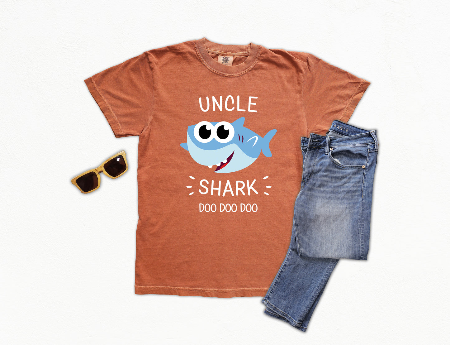 Uncle Shark Shirt | Comfort Colors Vintage Style Uncle Shirt