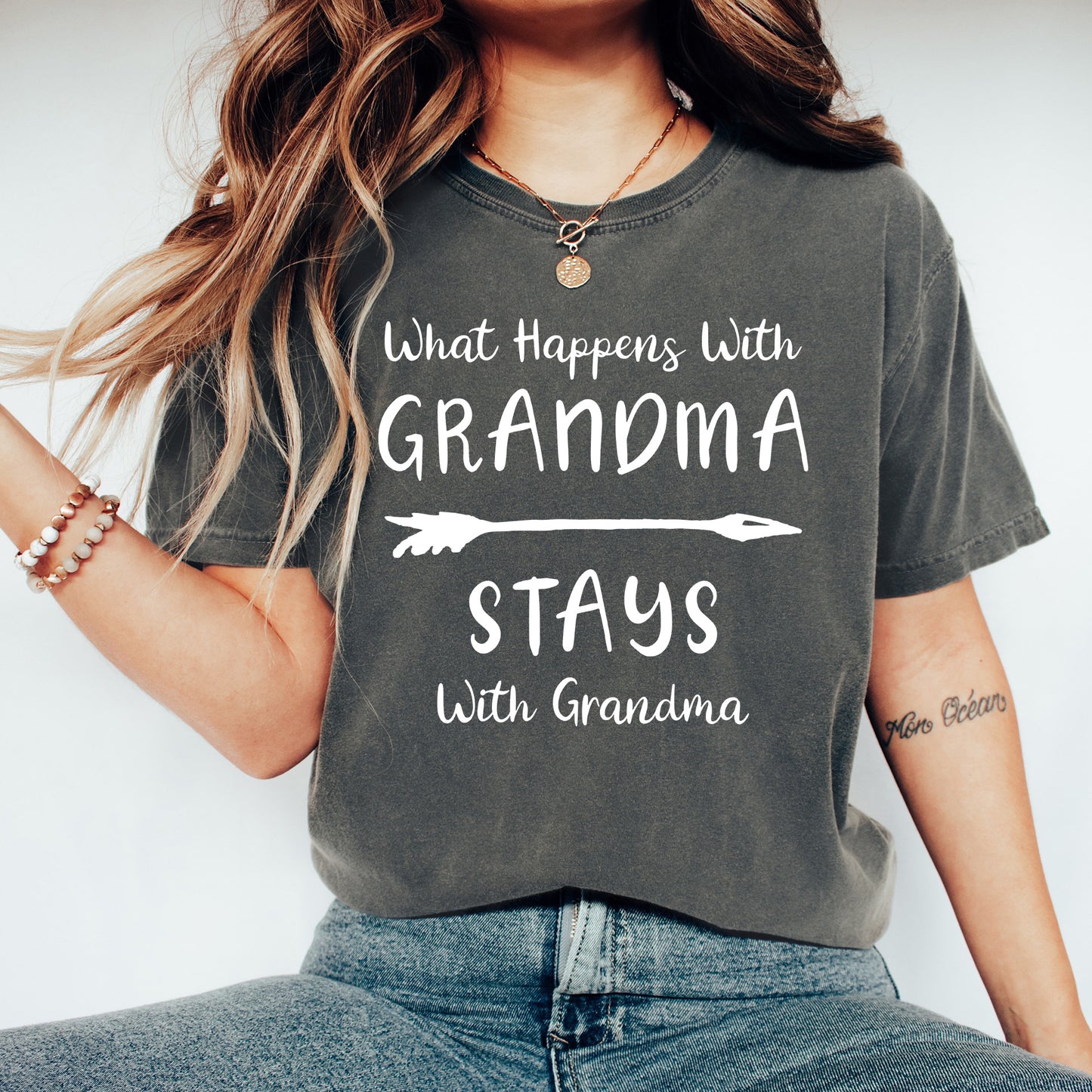 What Happens With Grandma Stays With Grandma Shirt | Comfort Colors Vintage Style Grandma Shirt