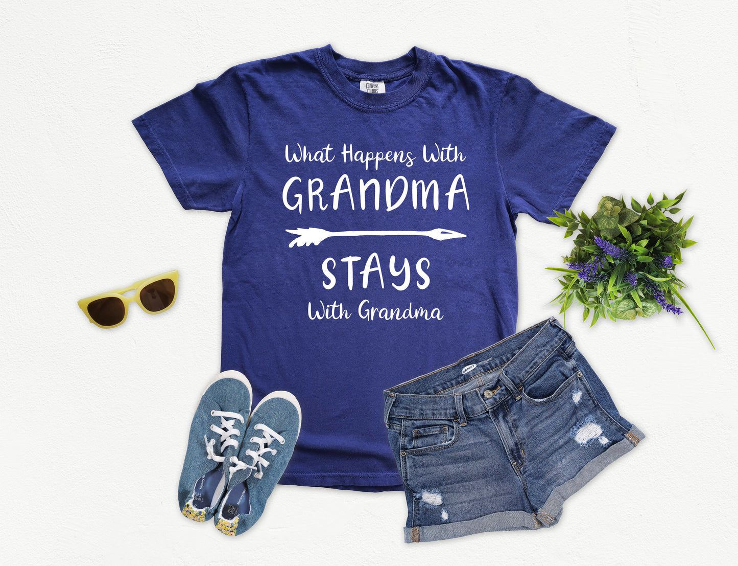 What Happens With Grandma Stays With Grandma Shirt | Comfort Colors Vintage Style Grandma Shirt