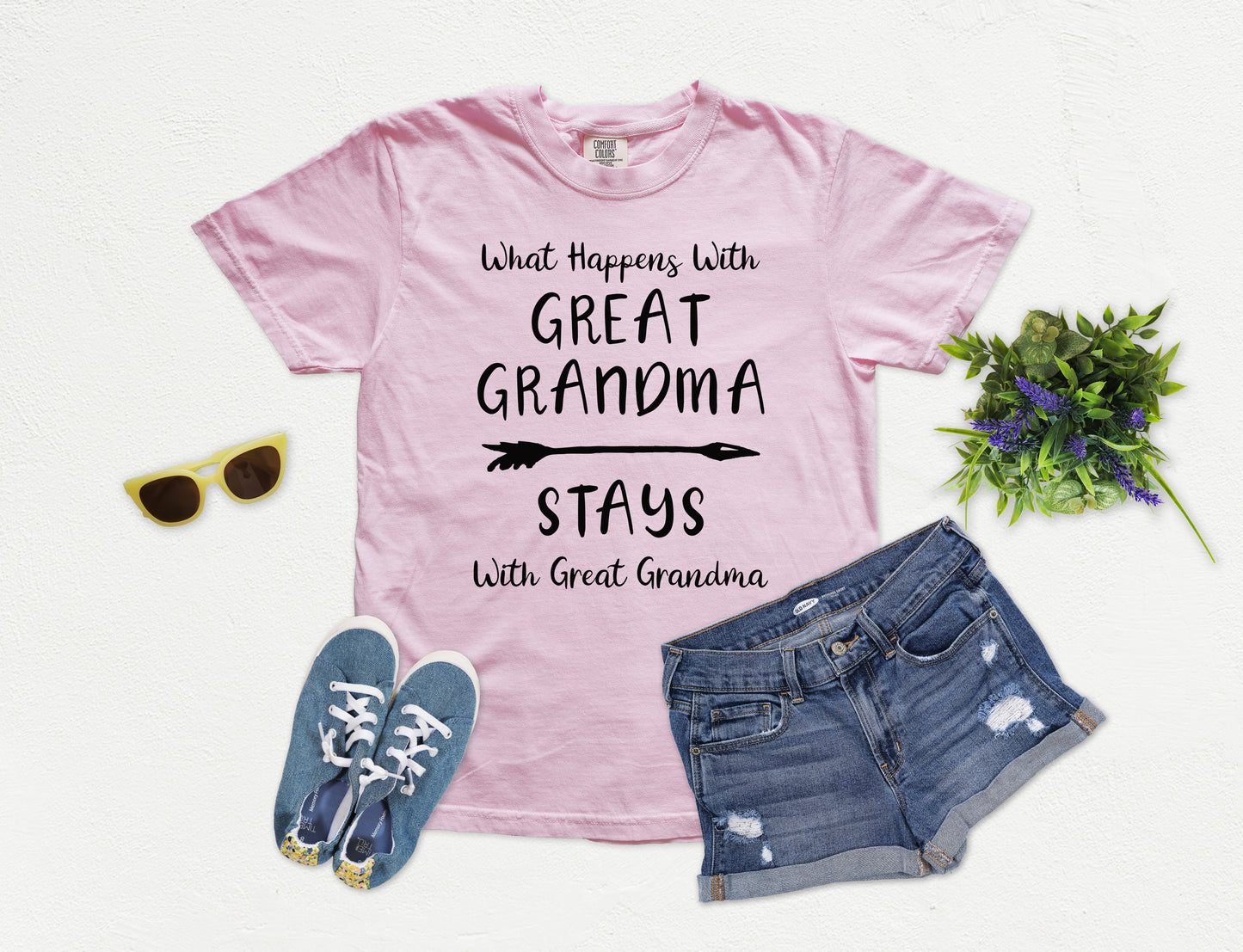What Happens With Great Grandma Stays With Great Grandma Shirt | Comfort Colors Vintage Style Shirt