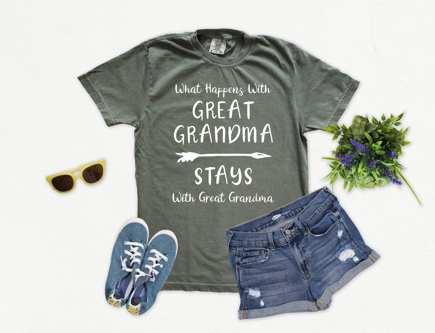What Happens With Great Grandma Stays With Great Grandma Shirt | Comfort Colors Vintage Style Shirt