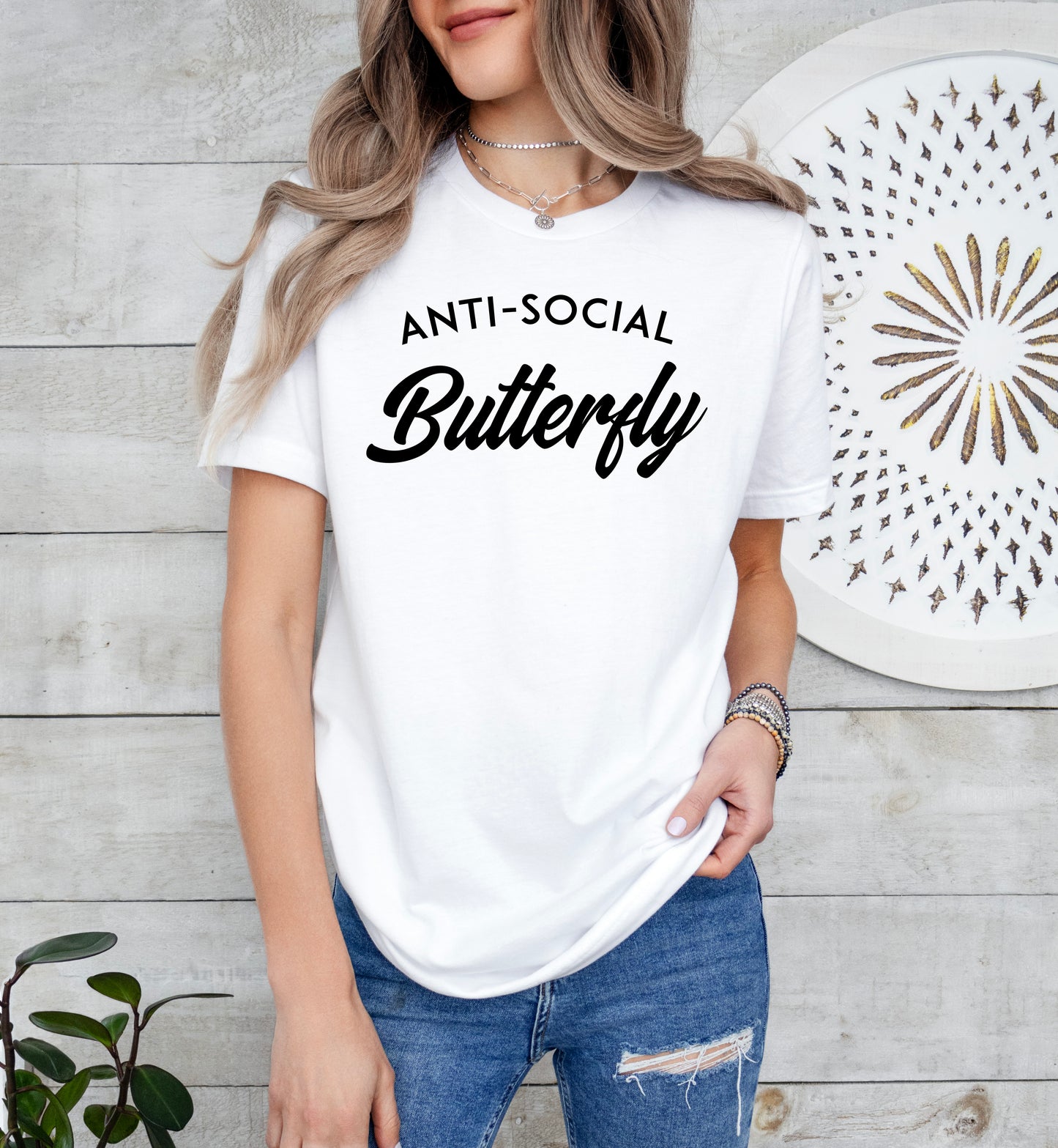 Anti Social Butterfly Shirt | Funny Shirt | Light Garment
