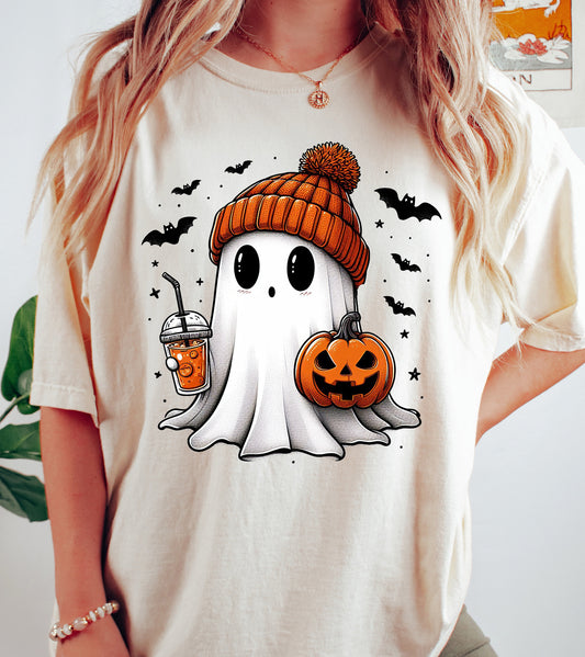 Cute Beanie Ghost Vintage Style Halloween Shirt